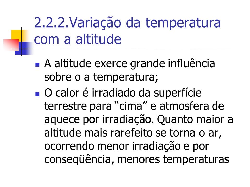 2.2.2.Variação da temperatura com a altitude