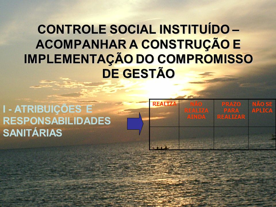 CONTROLE SOCIAL INSTITUÍDO – ACOMPANHAR A CONSTRUÇÃO E IMPLEMENTAÇÃO DO COMPROMISSO DE GESTÃO