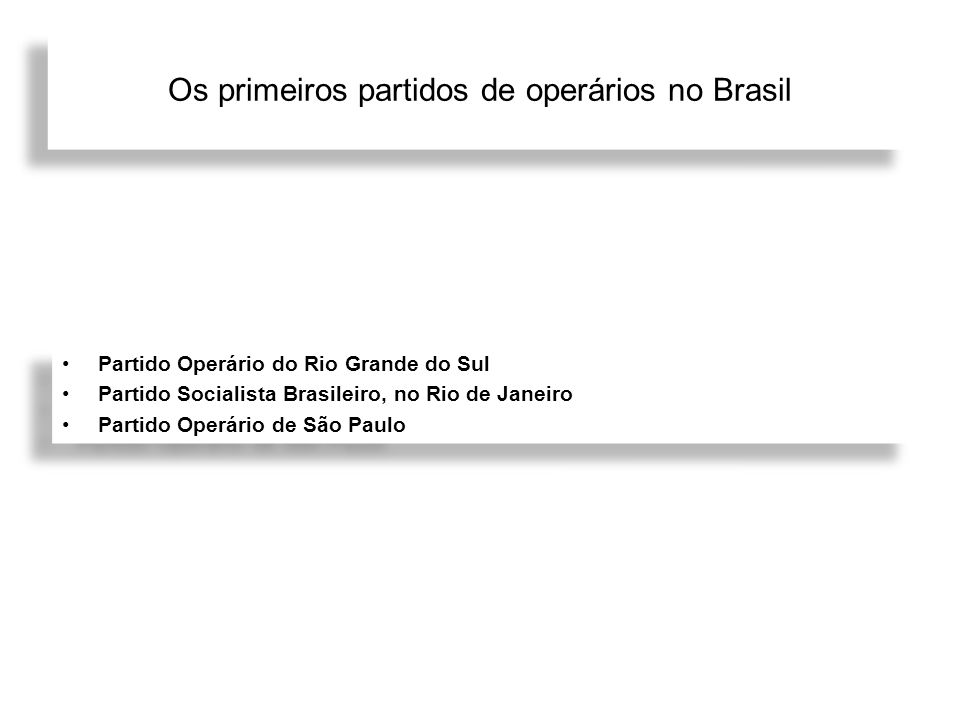 Os primeiros partidos de operários no Brasil