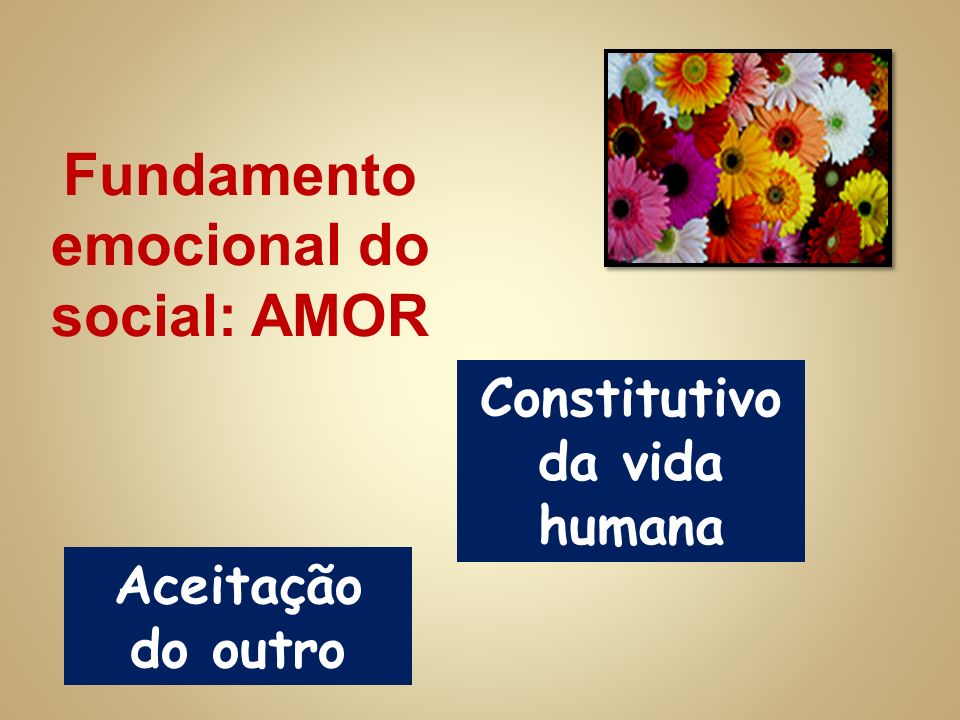 Fundamento emocional do social: AMOR Constitutivo da vida humana