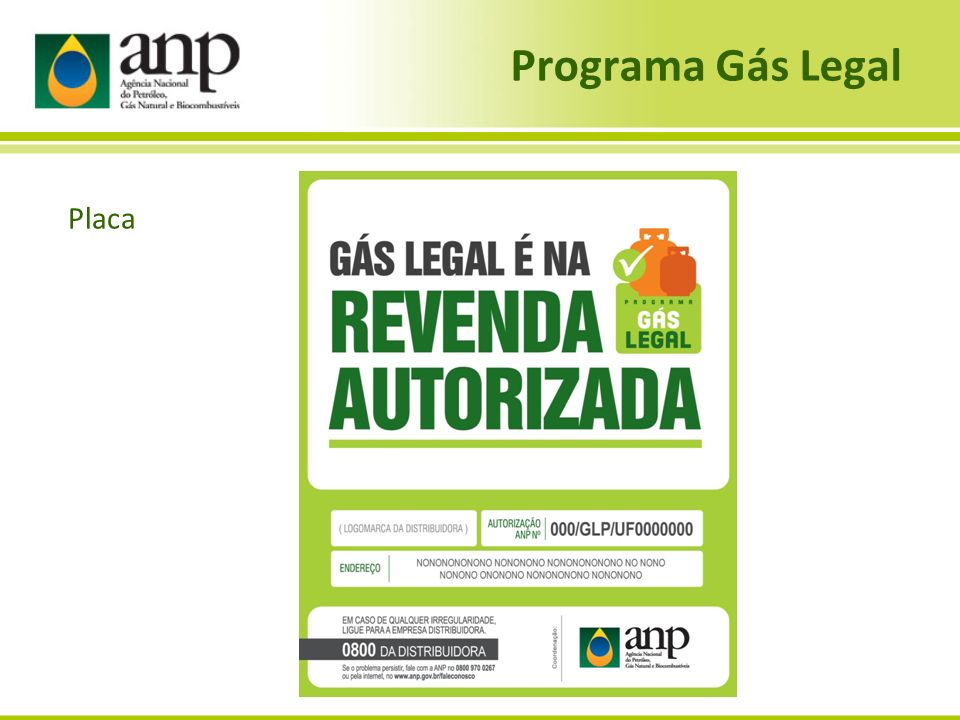 Programa Gás Legal Placa