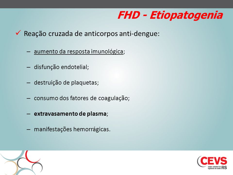 FHD - Etiopatogenia Reação cruzada de anticorpos anti-dengue: