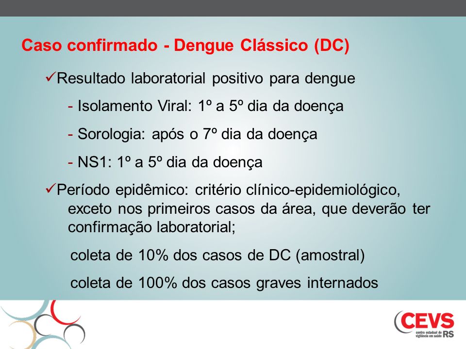 Caso confirmado - Dengue Clássico (DC)
