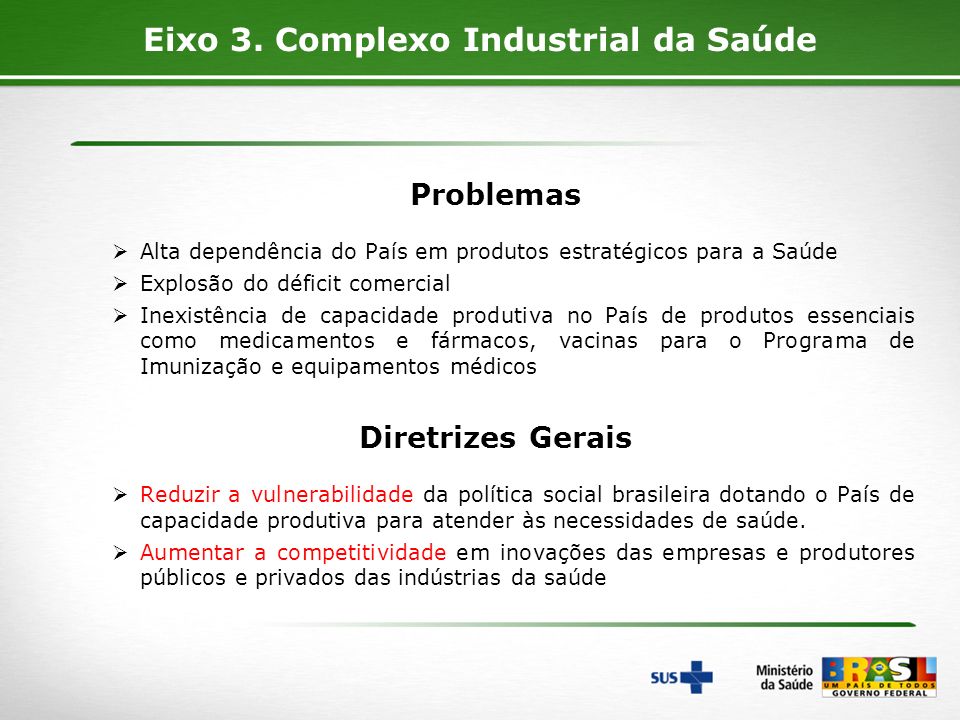 Eixo 3. Complexo Industrial da Saúde