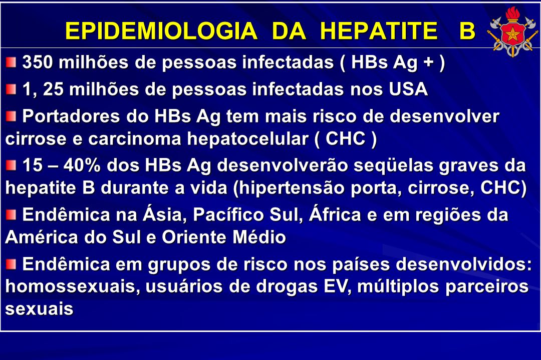 EPIDEMIOLOGIA DA HEPATITE B