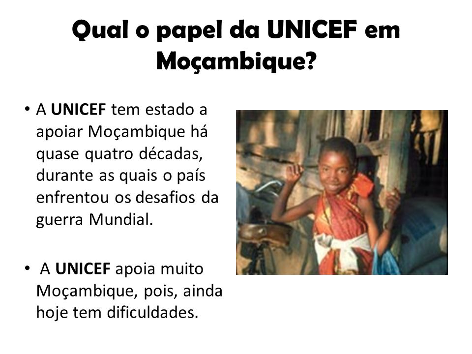 Qual o papel da UNICEF em Moçambique