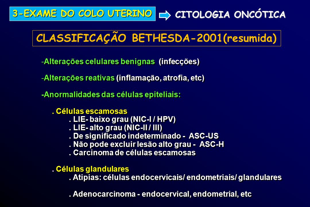 CLASSIFICAÇÃO BETHESDA-2001(resumida)