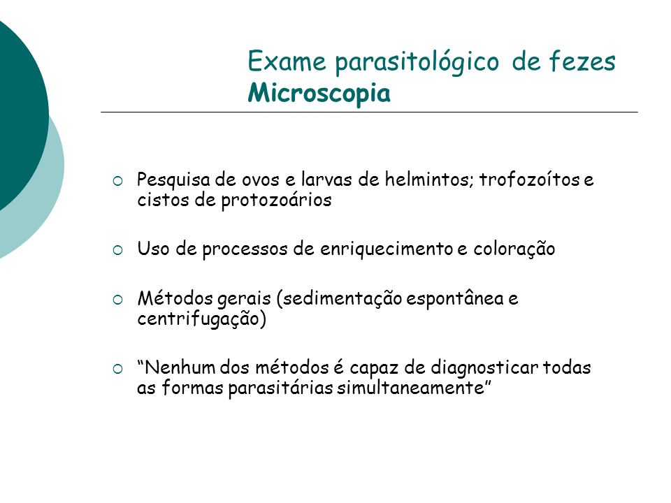 Exame parasitológico de fezes Microscopia