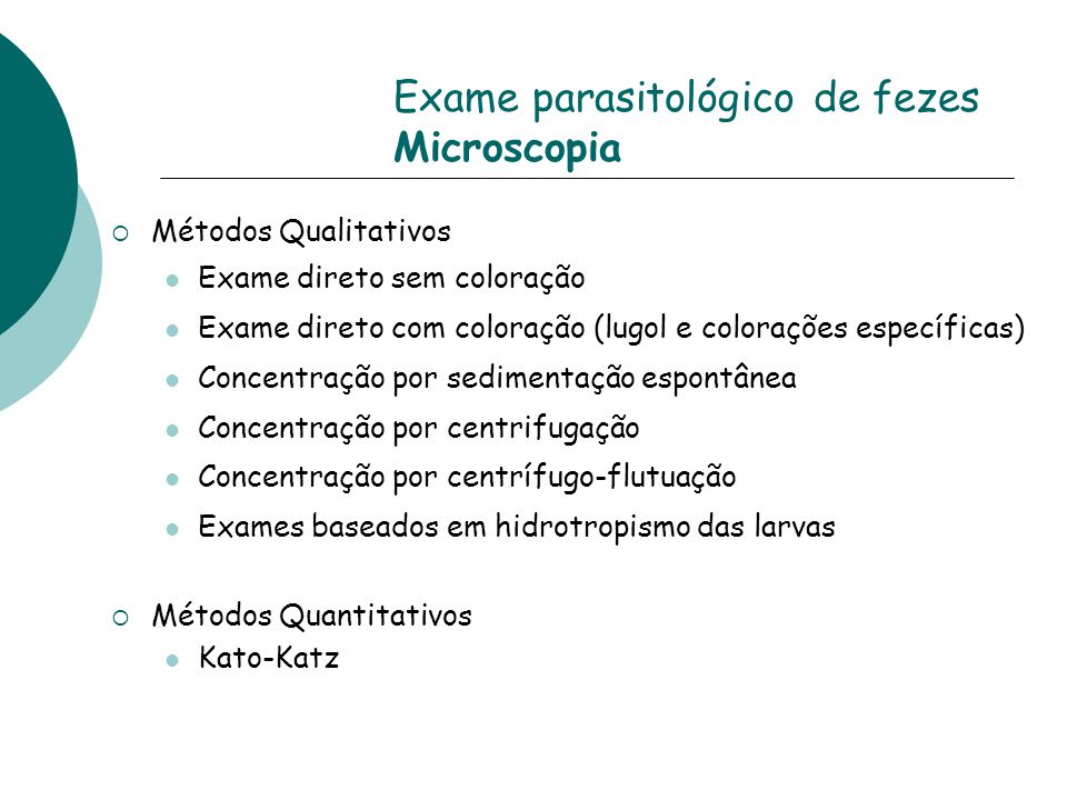 Exame parasitológico de fezes Microscopia