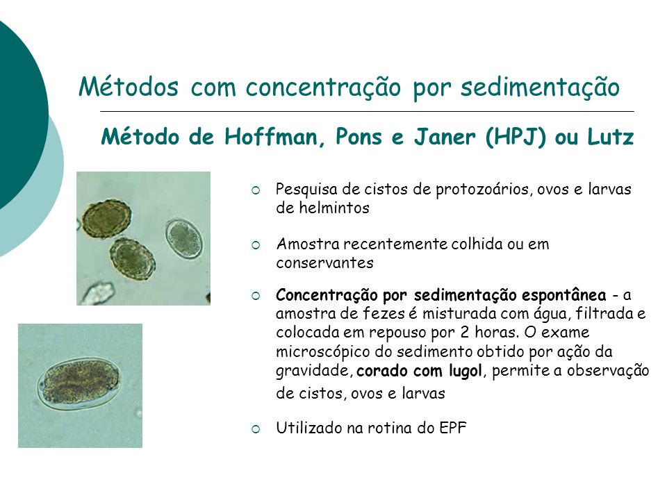 Métodos com concentração por sedimentação