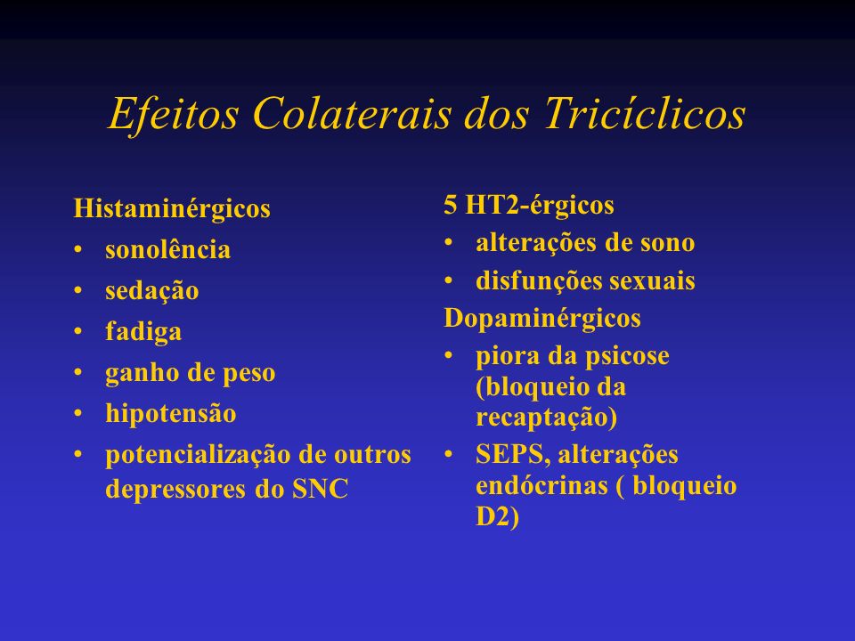 Efeitos Colaterais dos Tricíclicos