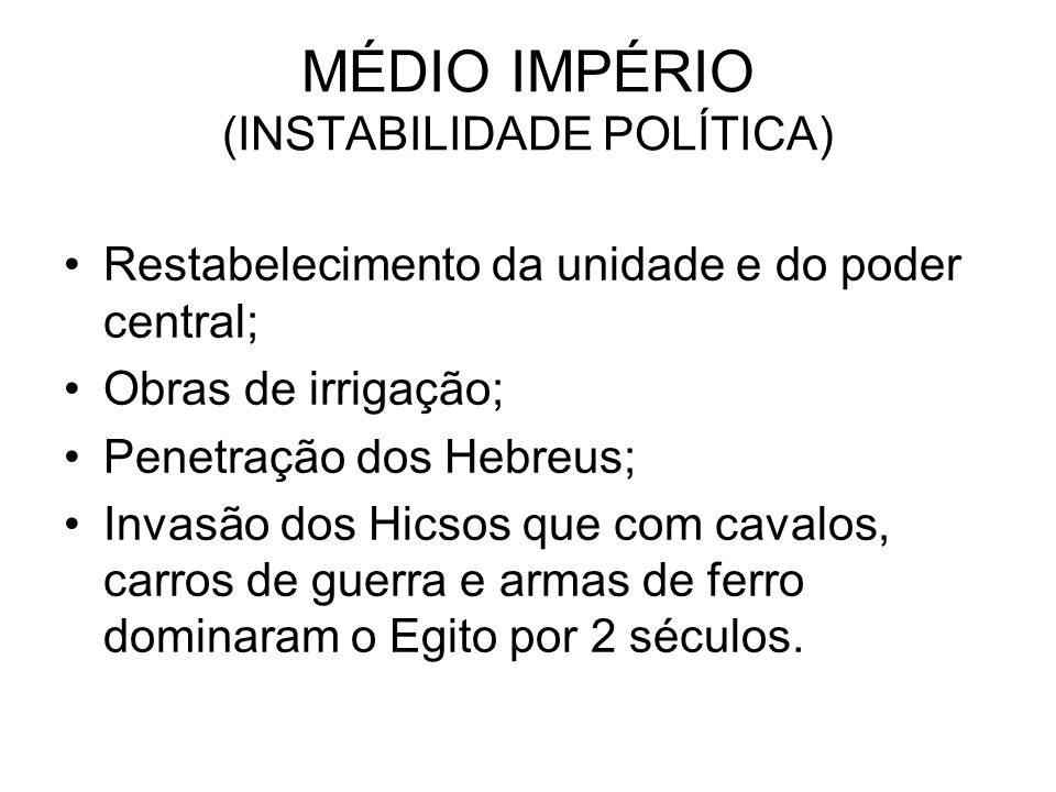 MÉDIO IMPÉRIO (INSTABILIDADE POLÍTICA)