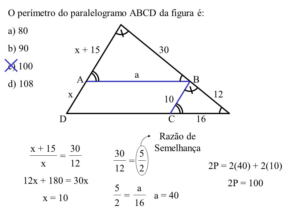 O perímetro do paralelogramo ABCD da figura é: