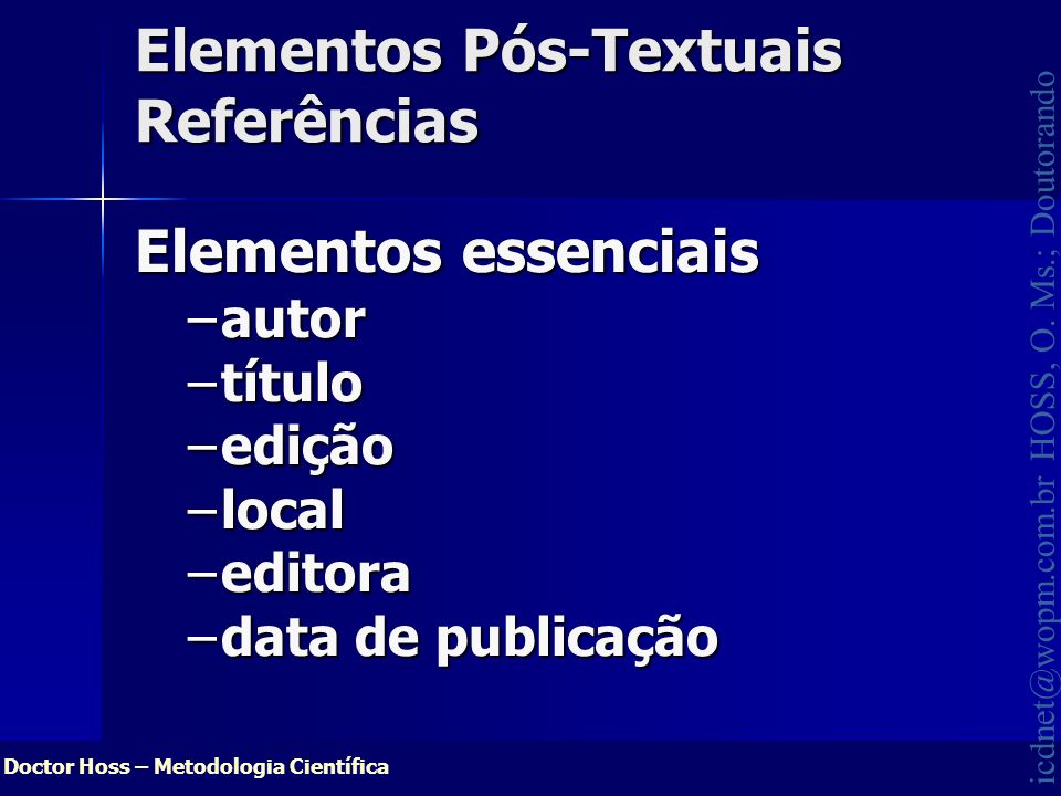 Elementos Pós-Textuais Referências