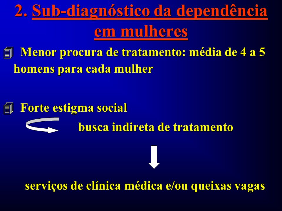 2. Sub-diagnóstico da dependência em mulheres