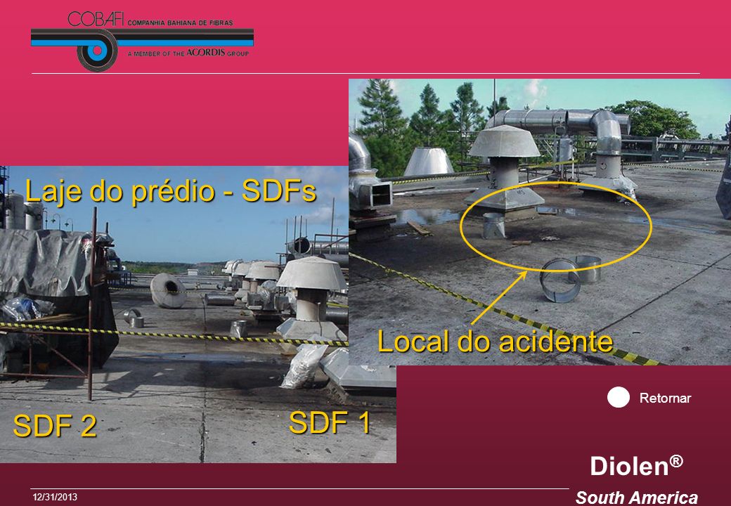 Laje do prédio - SDFs Local do acidente Retornar SDF 2 SDF 1