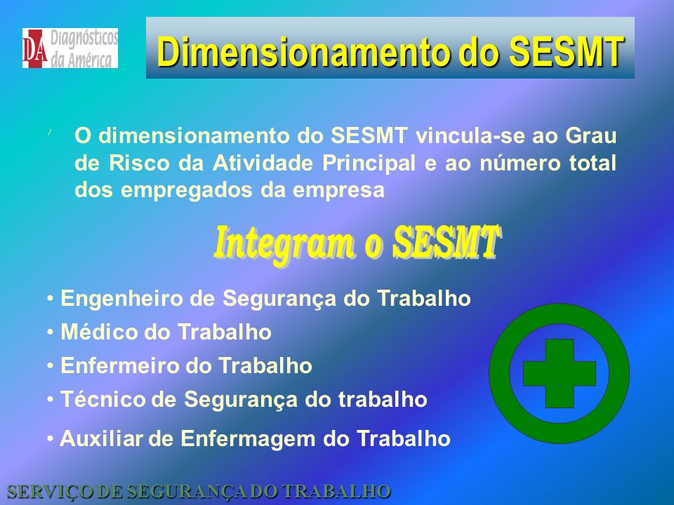 Dimensionamento do SESMT