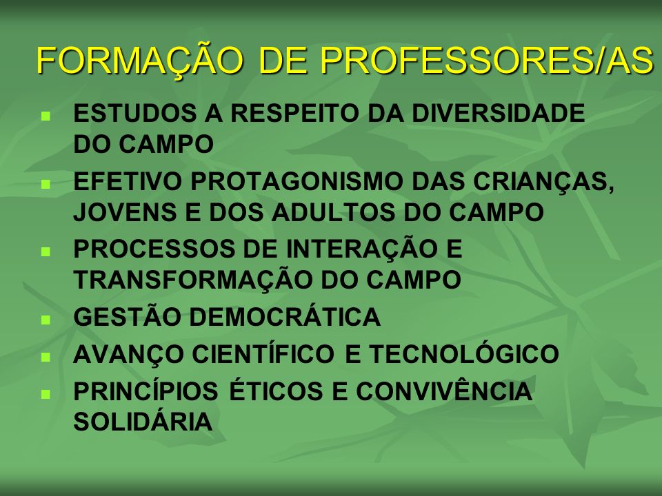 FORMAÇÃO DE PROFESSORES/AS