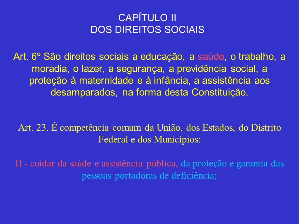 CAPÍTULO II DOS DIREITOS SOCIAIS.