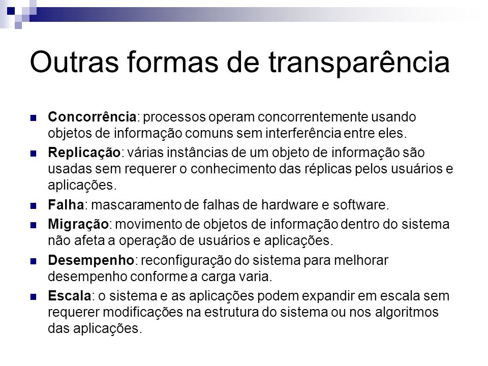 Outras formas de transparência