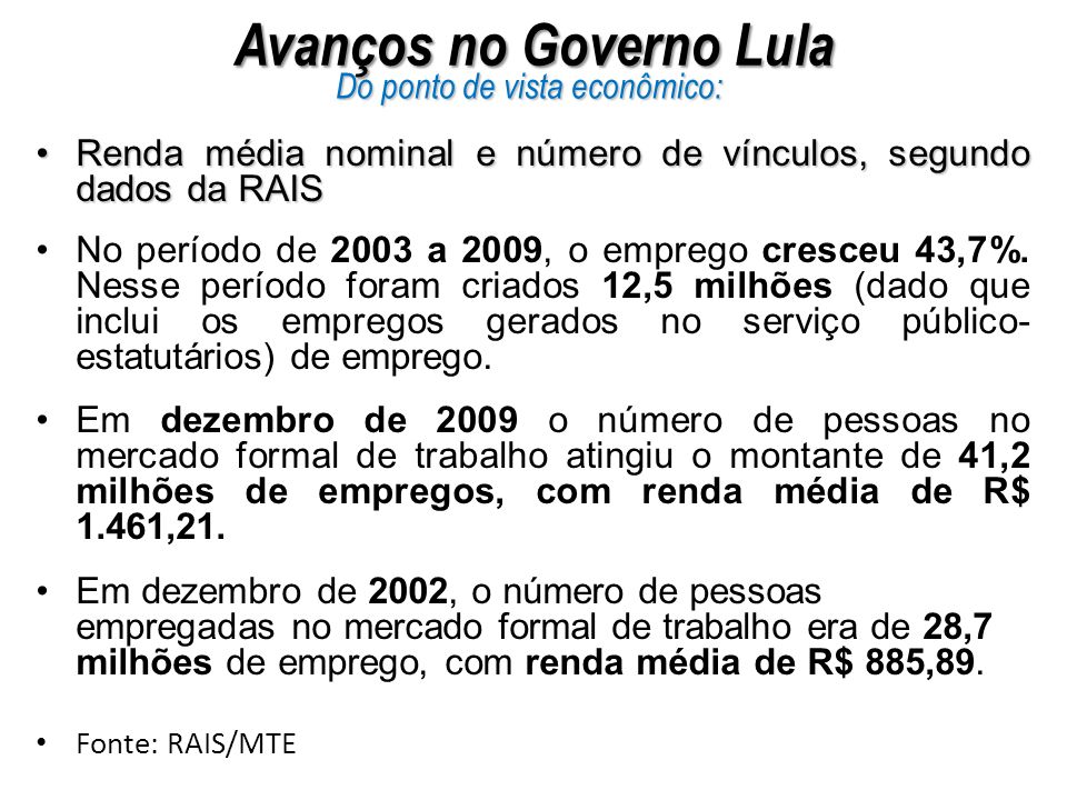 Avanços no Governo Lula
