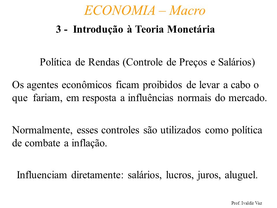 3 - Introdução à Teoria Monetária