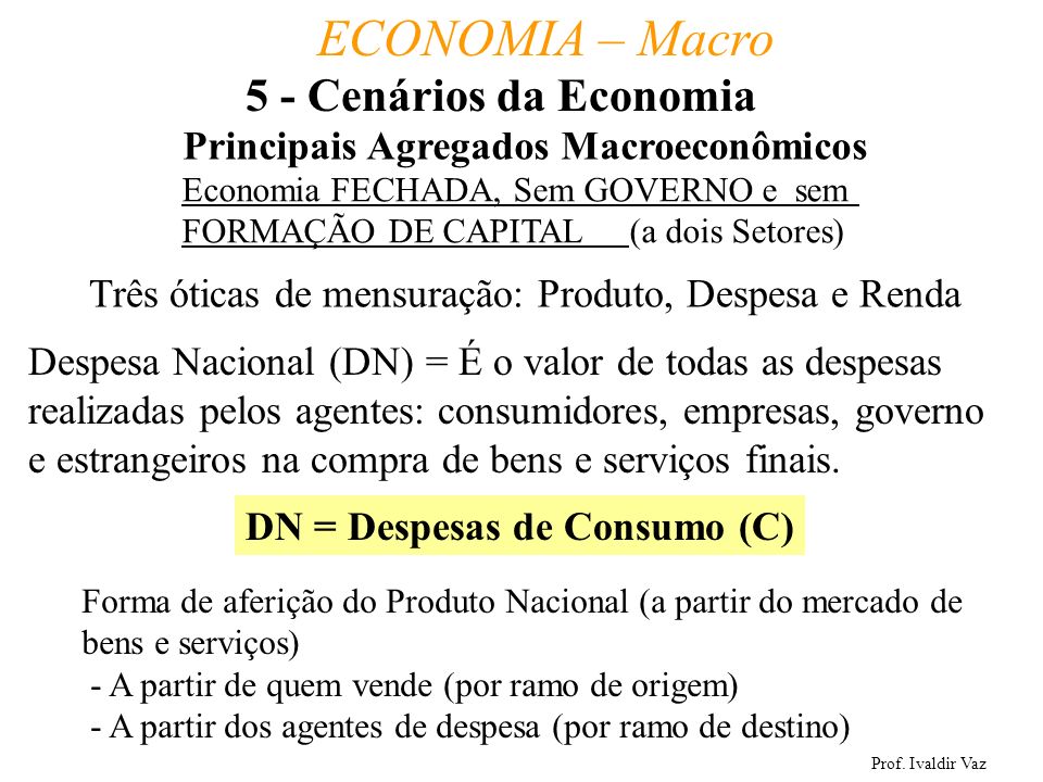 5 - Cenários da Economia Principais Agregados Macroeconômicos