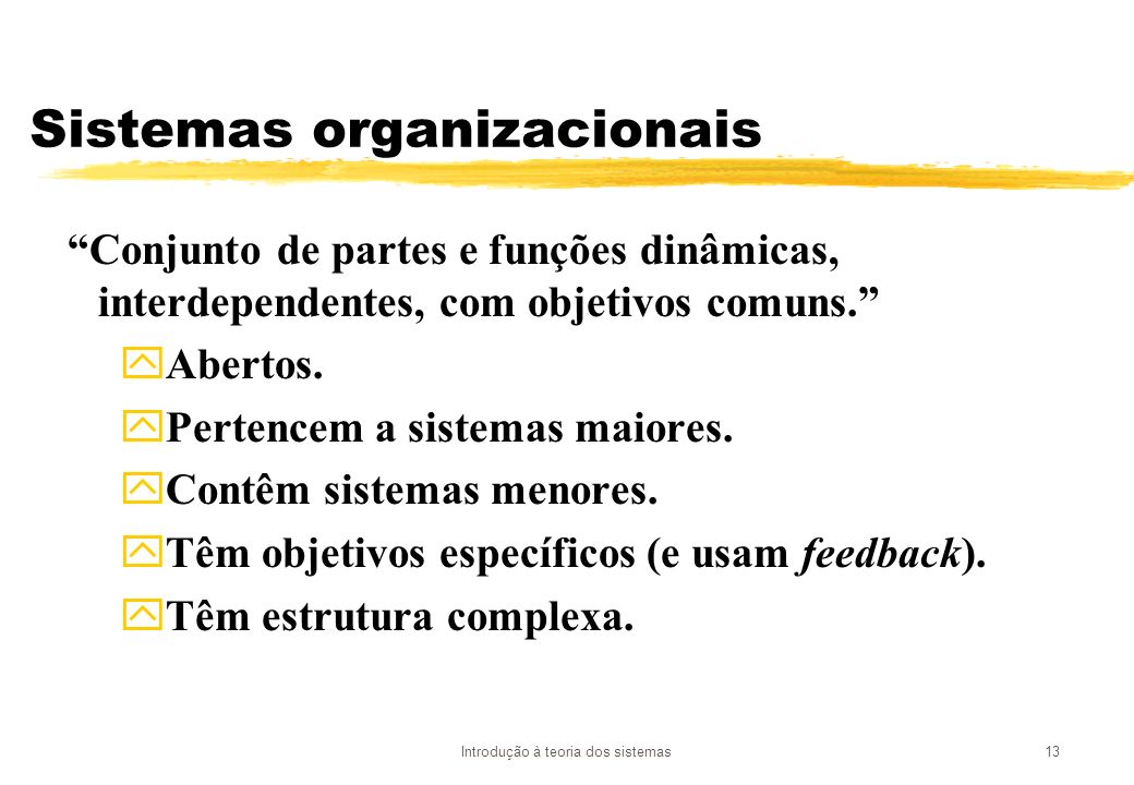 Sistemas organizacionais