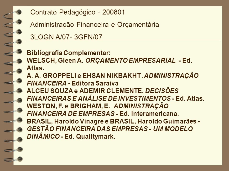 Administração Financeira e Orçamentária 3LOGN A/07- 3GFN/07