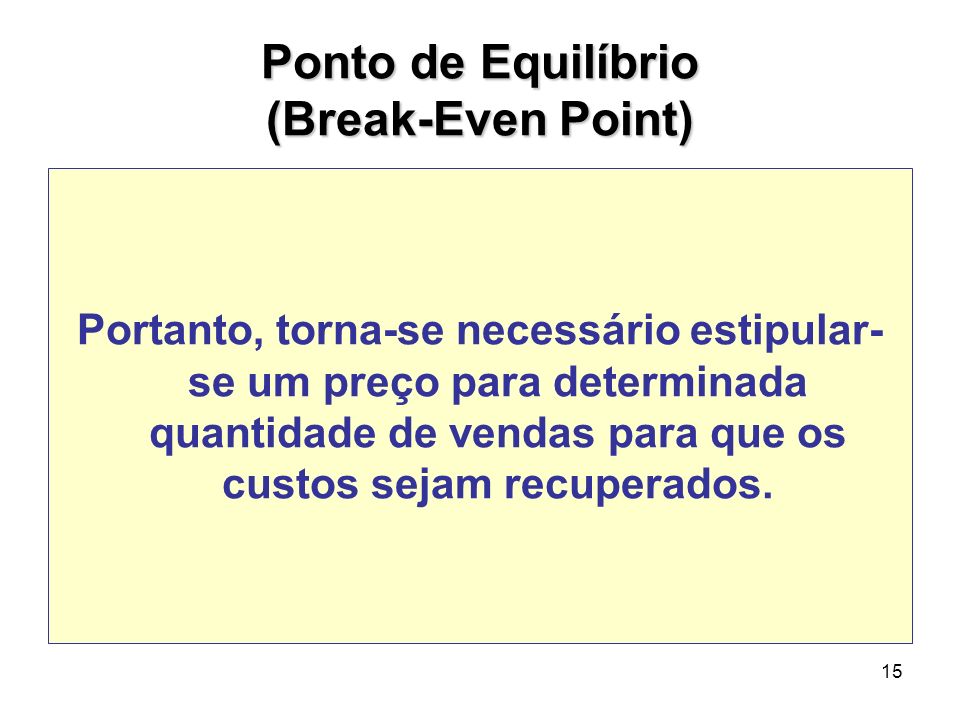 Ponto de Equilíbrio (Break-Even Point)