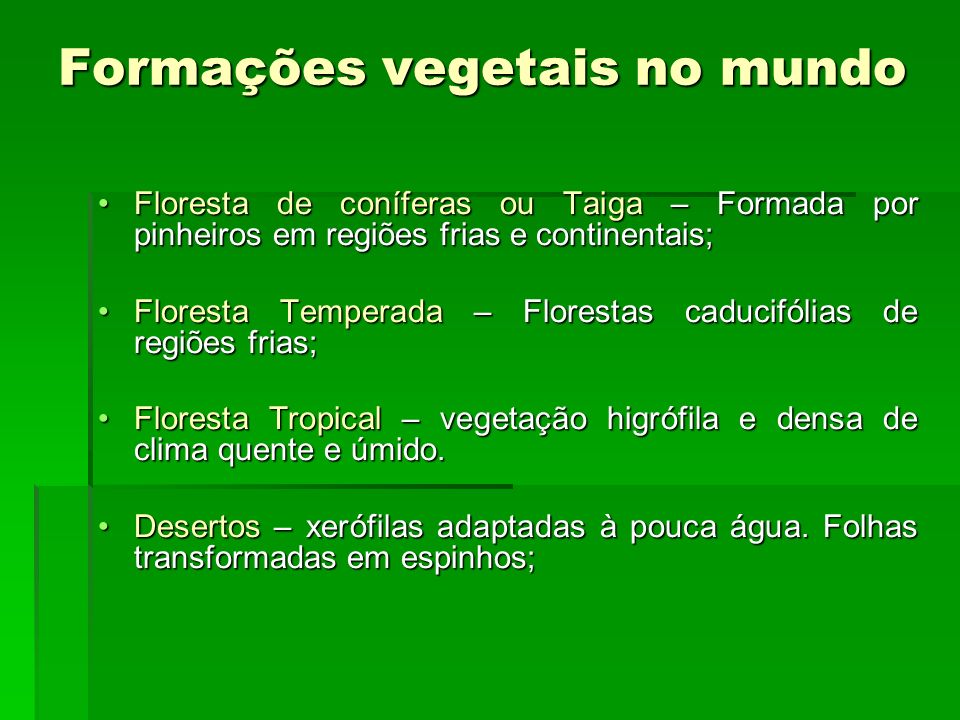 Formações vegetais no mundo