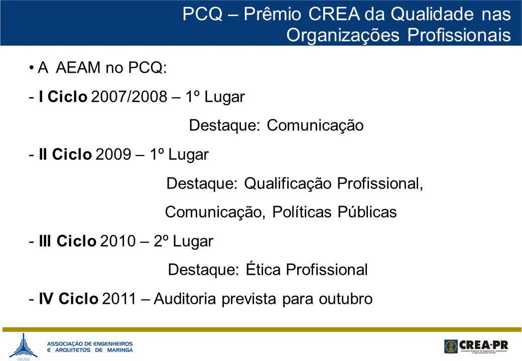 PCQ – Prêmio CREA da Qualidade nas Organizações Profissionais