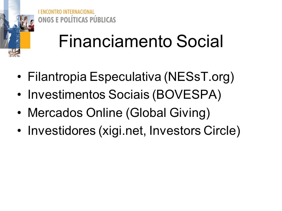 Financiamento Social Filantropia Especulativa (NESsT.org)