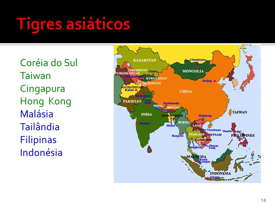Tigres asiáticos Coréia do Sul Taiwan Cingapura Hong Kong Malásia Tailândia Filipinas Indonésia