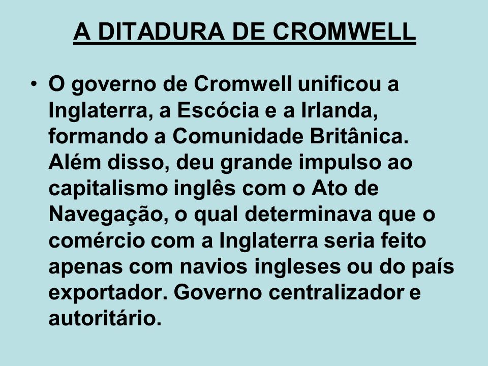 A DITADURA DE CROMWELL