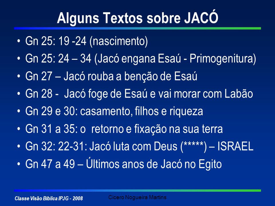 Alguns Textos sobre JACÓ