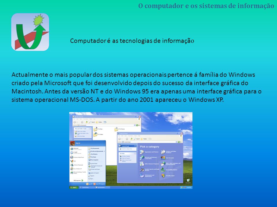 Actualmente o mais popular dos sistemas operacionais pertence á família do Windows criado pela Microsoft que foi desenvolvido depois do sucesso da interface gráfica do Macintosh.