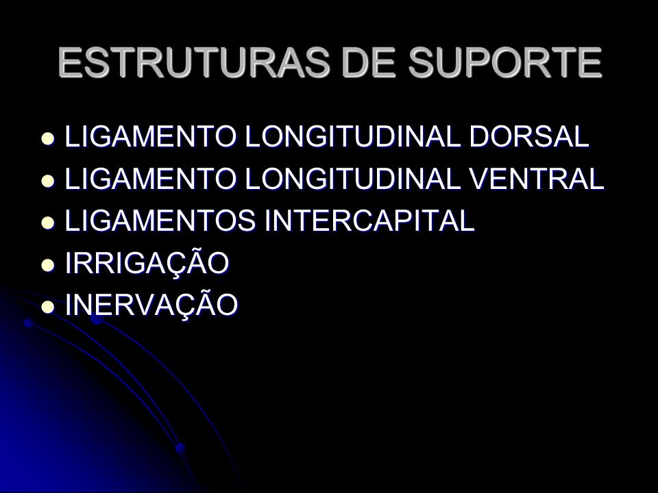 ESTRUTURAS DE SUPORTE LIGAMENTO LONGITUDINAL DORSAL