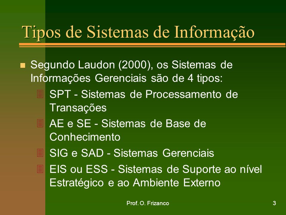 Tipos de Sistemas de Informação