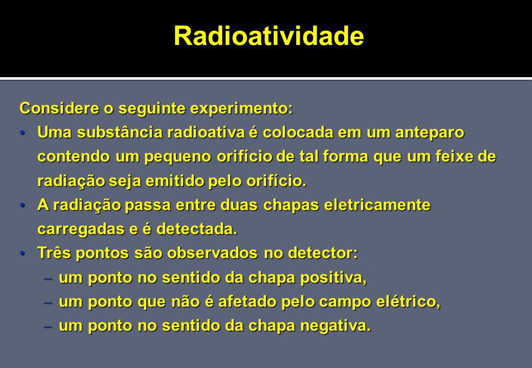 Radioatividade Considere o seguinte experimento: