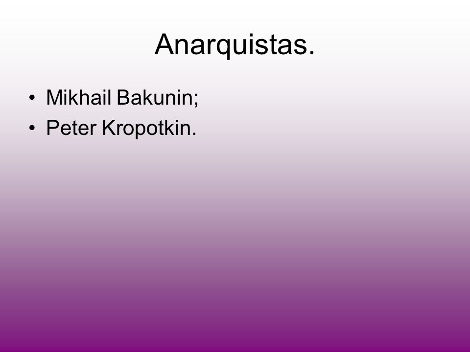Anarquistas. Mikhail Bakunin; Peter Kropotkin.