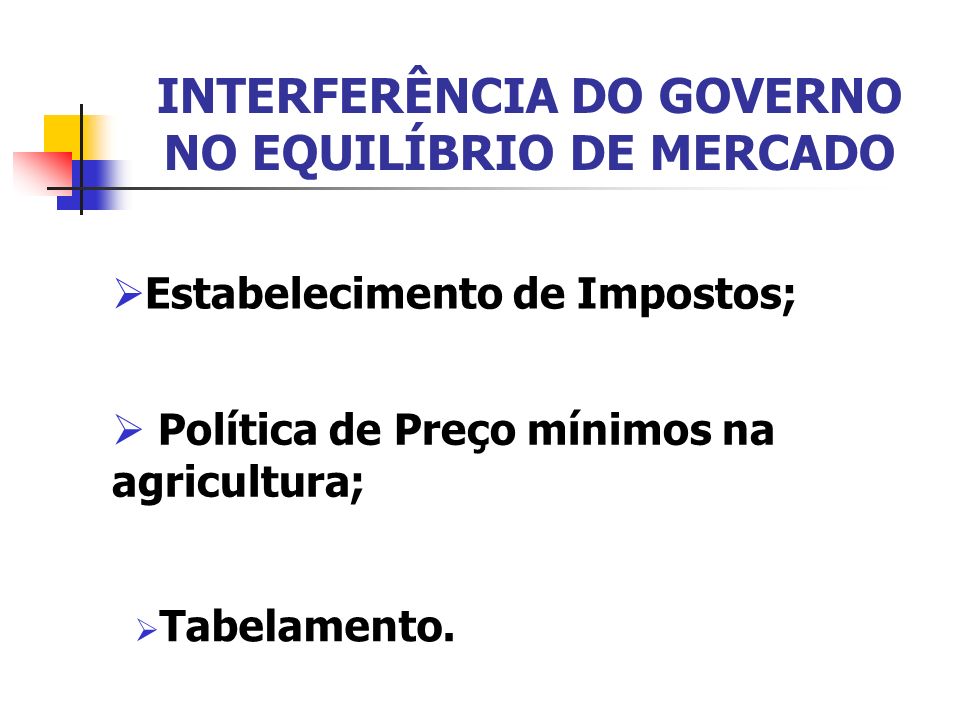 INTERFERÊNCIA DO GOVERNO NO EQUILÍBRIO DE MERCADO
