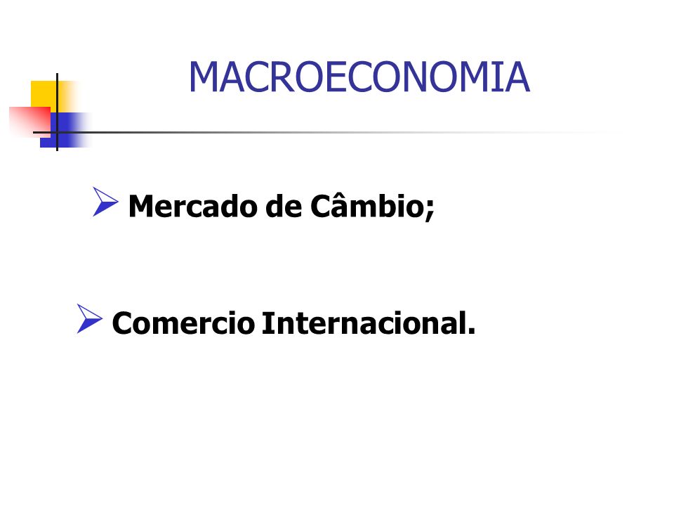 MACROECONOMIA Mercado de Câmbio; Comercio Internacional.