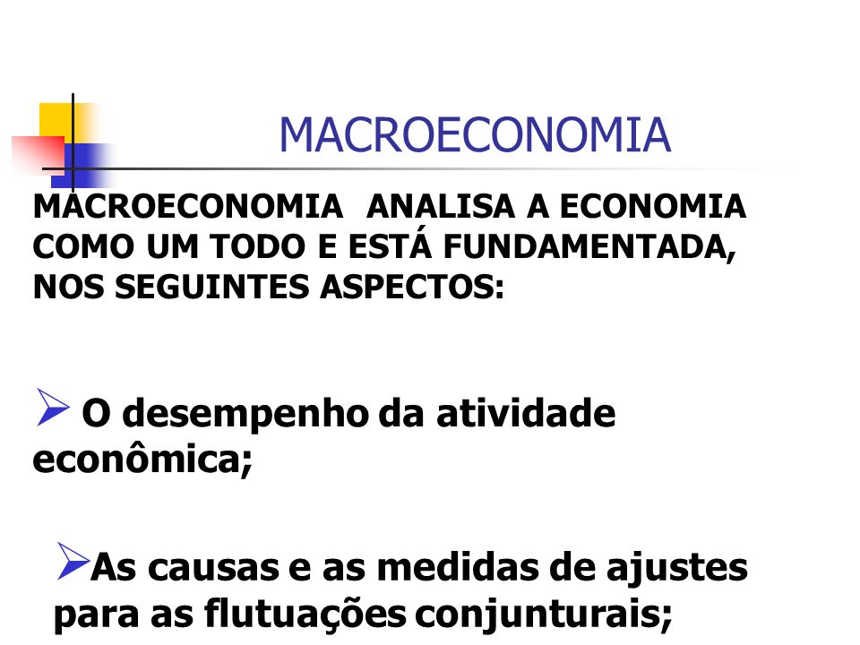 MACROECONOMIA O desempenho da atividade econômica;