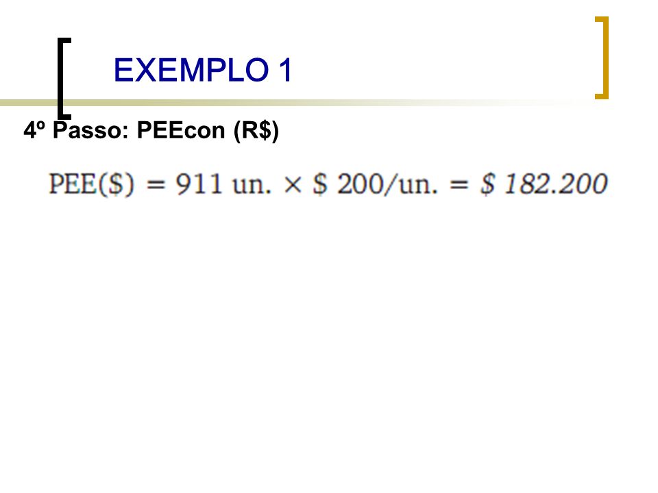 EXEMPLO 1 4º Passo: PEEcon (R$)