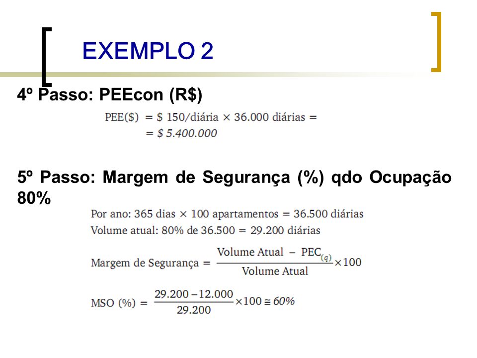 EXEMPLO 2 4º Passo: PEEcon (R$)