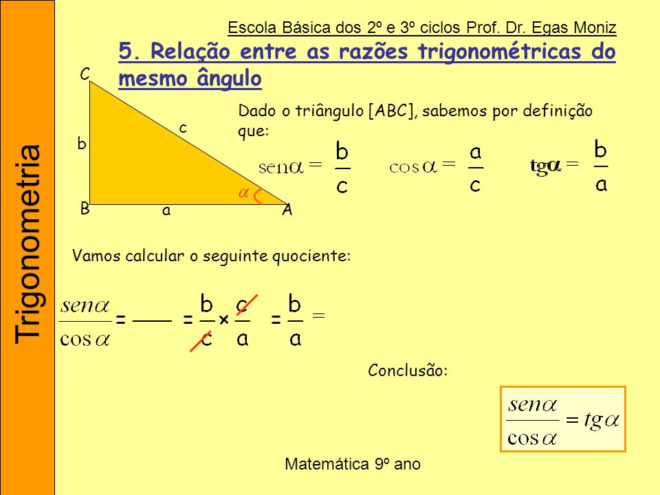 5. Relação entre as razões trigonométricas do mesmo ângulo