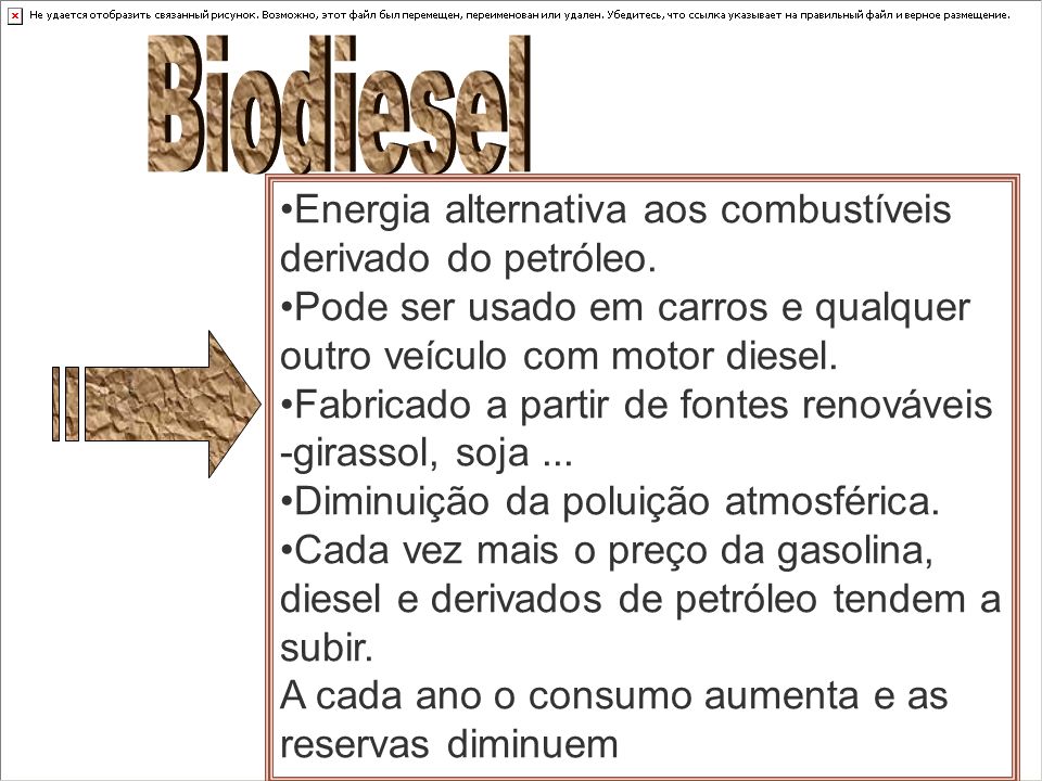Biodiesel Energia alternativa aos combustíveis derivado do petróleo.