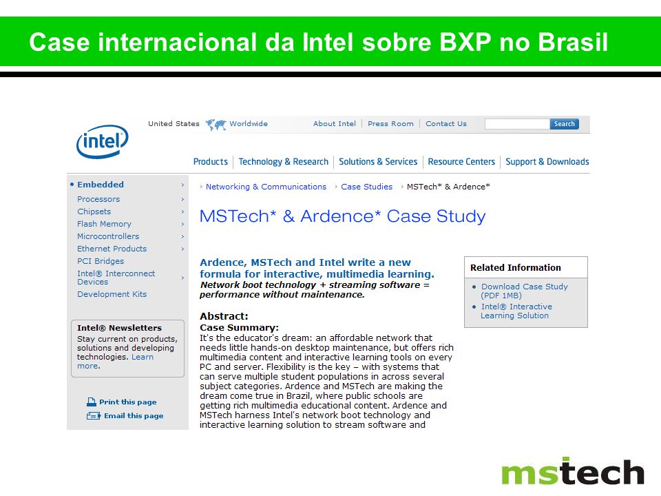 Case internacional da Intel sobre BXP no Brasil