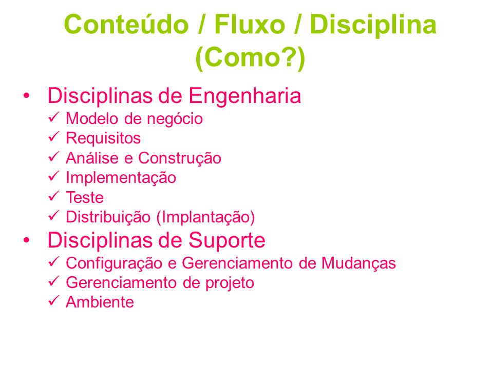 Conteúdo / Fluxo / Disciplina (Como )